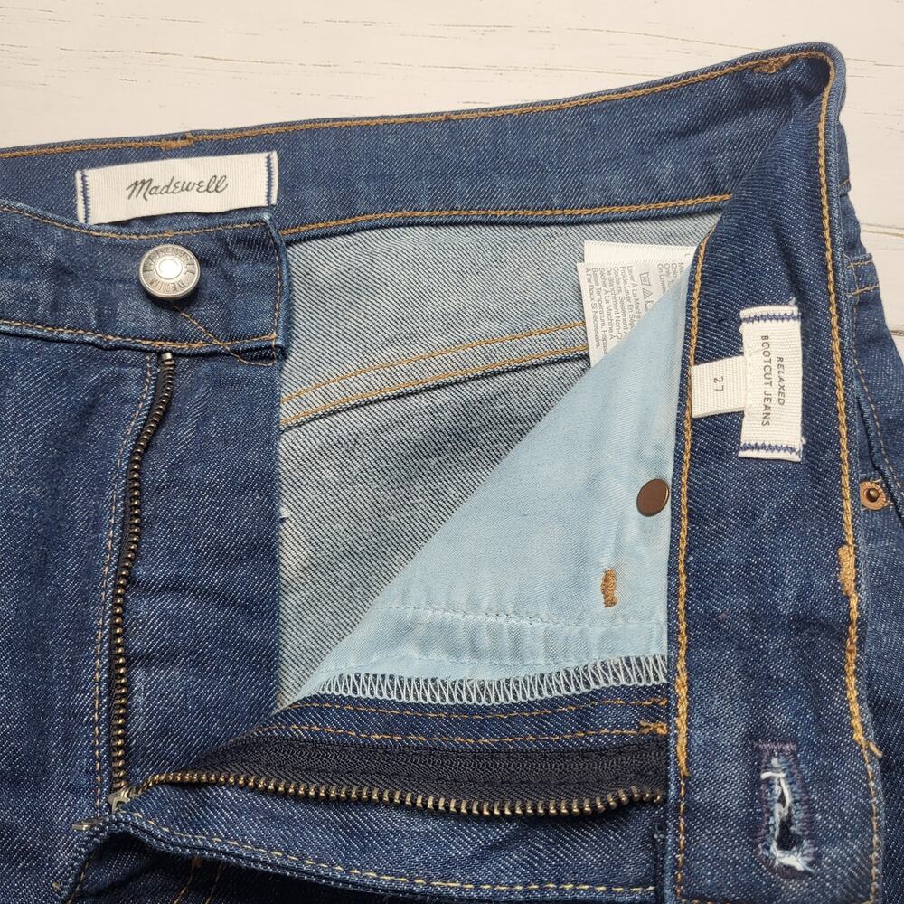 Madewell Relaxed Bootcut Jeans High‎ Rise Comfort Stretch Dark Wash Boot Cut 27 - Picture 7 of 12